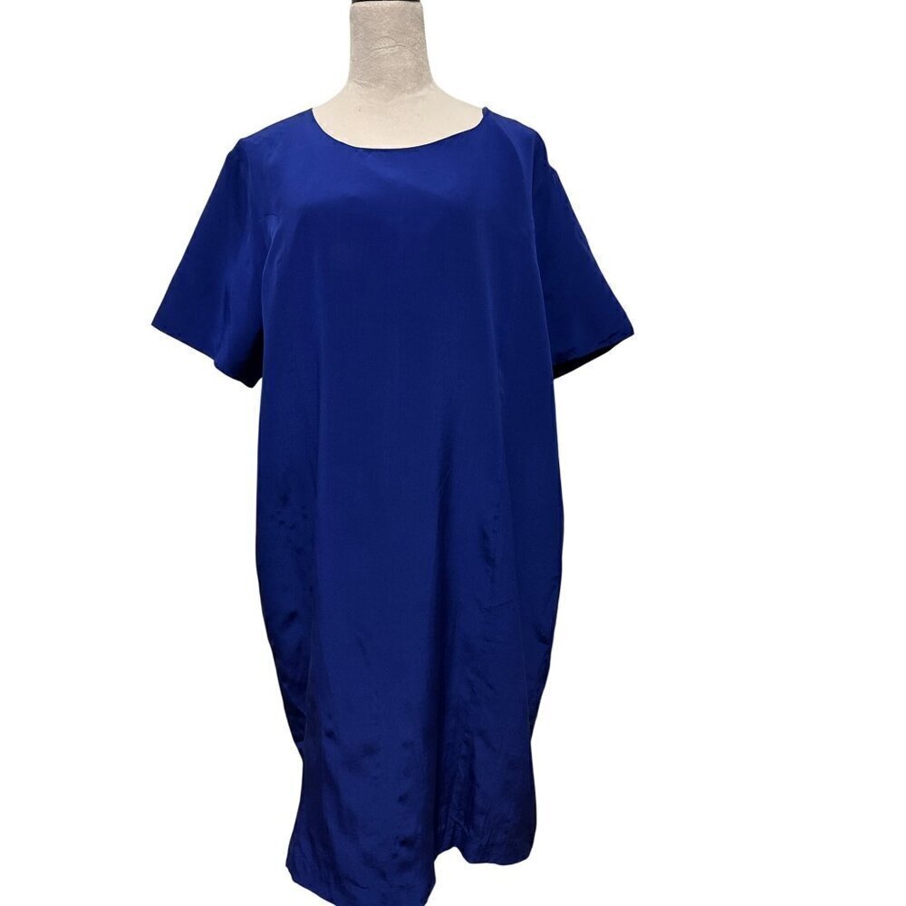 Samantha Taylor 100% Silk Midi Short Sleeve Sheath Blue  Dress Size 22WP